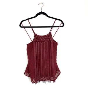 Serbatoio ASTR rosso bordeaux con frange e nappa ricamate a spina di pesce Chevron Swing L - Foto 1 di 10