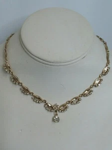 Vintage - Elegante Collar de Cristal - Tono Dorado (16 1/2 pulgadas) - Imagen 1 de 2