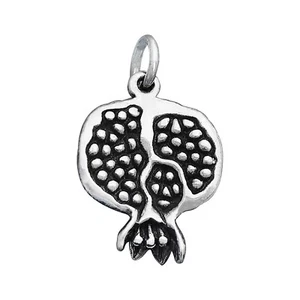 Pomegranate Half Fruit 3D 925 Solid Sterling Silver Charm Pendant - Picture 1 of 7