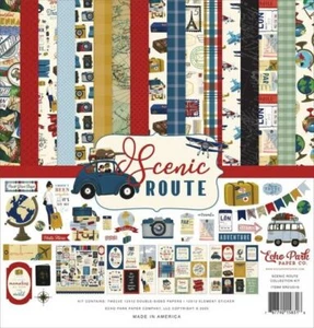 ECHO PARK "SCENIC ROUTE" 12X12 PAPER KIT  TRAVEL VACATION  SCRAPJACK'S PLACE - Picture 1 of 10