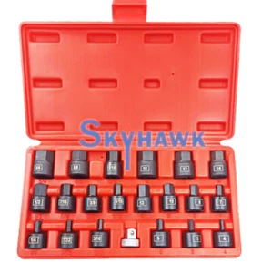 21pc 3/8" Drive SAE and Metric Hex Low Profile Nano CR-Mo Impact Socket Bit Set - Picture 1 of 7