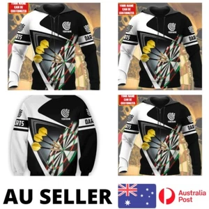 Dart Hoodie Black White Dartboard Bullseye Uniform Custom Name - AU Stock - Picture 1 of 7