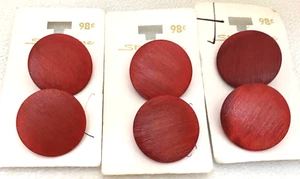 VTG Set of 6 Orange Rust Acrylic Buttons Metal Shank New Old Stock 1_1/8" 27 mm - Picture 1 of 7