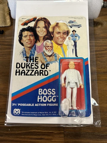 1981 Boss Hogg 3 3/4 Dukes Of Hazzard Mego Vintage Mint On Card VERY Nice Cover