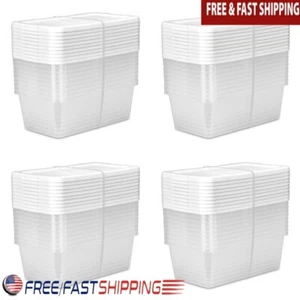 Stackable Storage Boxes Set of 10 Clear Opaque Lids Ideal Closet Organization US - Picture 1 of 9