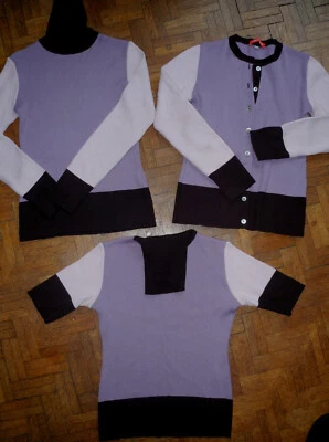 Lot 2 pulls col roulé 1 gilet ALAIN MANOUKIAN t1 36/38 prune rose mauve - Photo 1/4