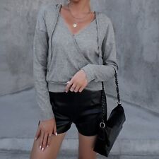 V-neck Long-sleeved Pullover Hooded Casual Sweater