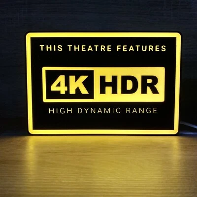 4K HDR Logo Home Movie Theater Sign Light Box 3D Printed USB Neon LED Lamp - Image 1 of 4