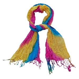 Nordstrom Kid Fringed Rainbow Multicolor Tassel Decorative Wrinkled Scarf Wrap - Picture 1 of 5