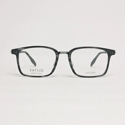 Óculos retangulares masculinos Safilo Ranella 02 em chifre cinza / Gunmetal | 52mm - Imagem 1 de 4