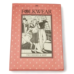 Folkwear Sewing Pattern 211 Two Middies & Skirt New Uncut 1982 Blouse Top Shirt - Picture 1 of 7