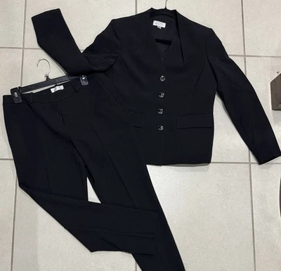 Tahari Arthur Levine Pantsuit Women Size 8P 8 Petite NWT Black - Image 1 of 4