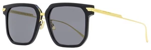 Bottega Veneta Square Sunglasses BV1083SA 001 Black/Gold 57mm - Picture 1 of 2