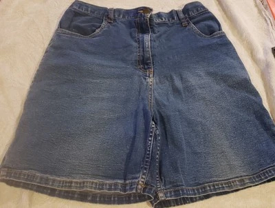 Pantalones Cortos Blair Para Mujer Azul Medio Lavado Cintura Elástica En La Espalda Cremallera Denim Talla 12 Foto 1 de 2