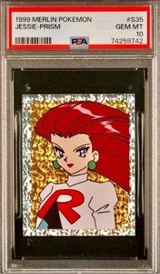 PSA 10 Jessie 1999 Pokemon 1st Edition Holo Cracked Ice Prism Merlin Sticker SP - Bild 1 von 2
