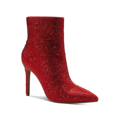 Botines de tacón alto INC para mujer 9,5 M rojos brillantes estrás nuevos en caja JG8 Foto 1 de 4