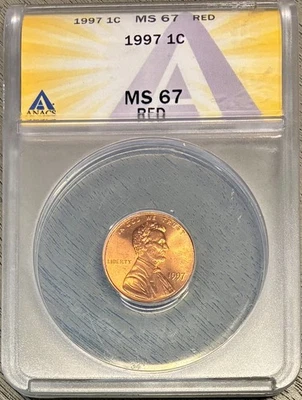 1997 Lincoln Memorial Cent, ANACS MS-67 RD, Very High Grade - Image 1 of 2