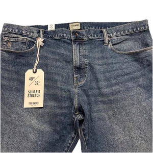 Neu mit Etikett $ 158 Todd Snyder Slim Fit Stretch Medium indigo Jeans 40 x 32 mittlere Waschung - Bild 1 von 20