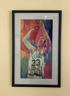 RARO Larry Bird Original Colección Leroy Neiman Firmado a Mano #299/#1033 Enmarcado Foto 1 de 4