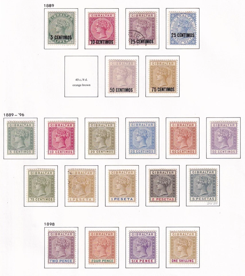 Gibraltar 1889 collection of 21 CLASSIC stamps / CAT VALUE $550 - Image 1 of 1