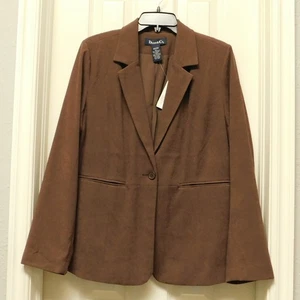 DENIM & CO. Damen Blazer Jacke braun Taschen 1 Knopf gefüttert Rückenschlitz Medium - Bild 1 von 11