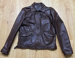 John Varvatos Lederjacke Medium Kalbsleder Gr. 50 Full Zip braun Reißverschlusstaschen - Bild 1 von 24