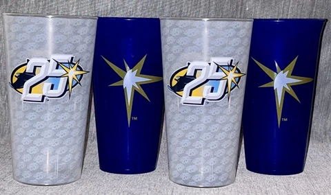 Tampa Bay Rays 25th Anniversary & Burst 'Pint Glasses' 2 of each Collectors Item Cover
