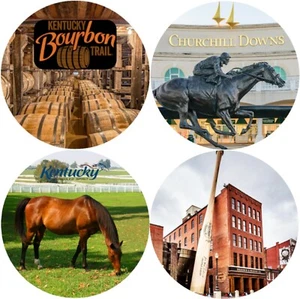 Kentucky Bourbon Unbridled Spirit Louisville Slugger 4" Sandstone Coaster Set - Picture 1 of 6