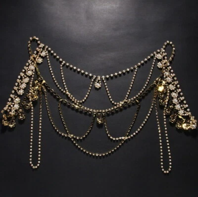 Women Shoulder Rhinestone Tassels Floral Fashion Bridal Jewelry Body chain 02021 - Image 1 of 4