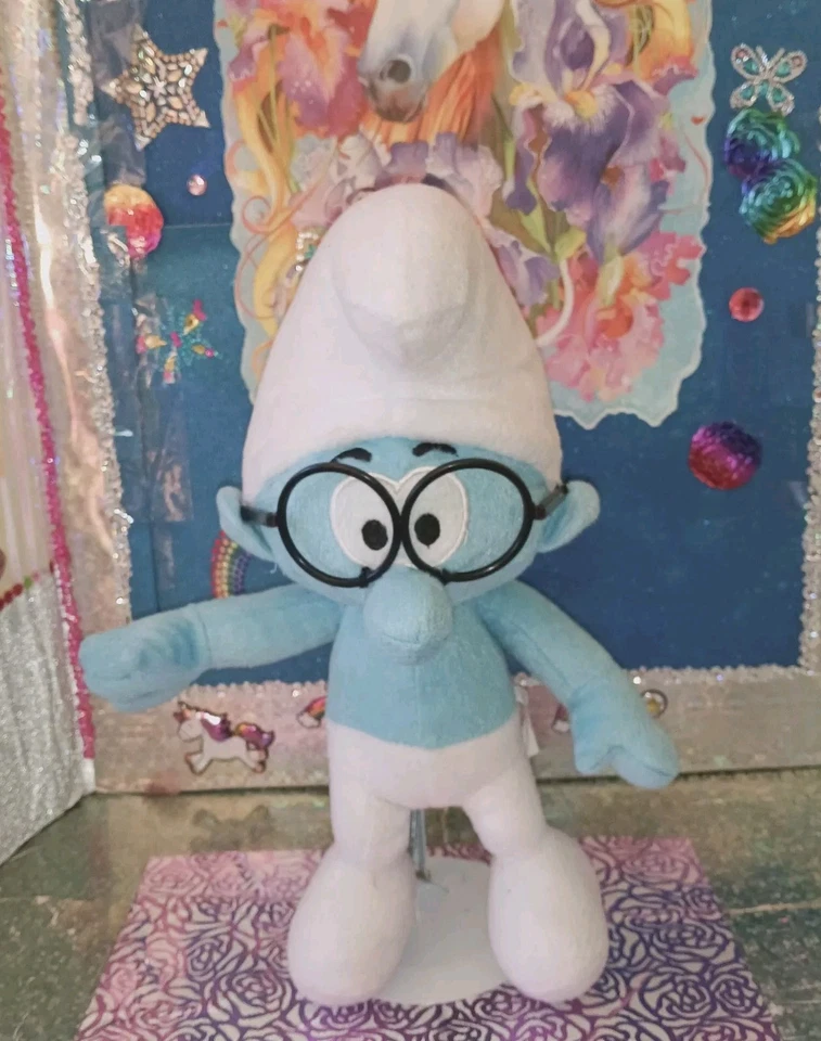 🦄Nanco / The Smurfs / "Brainy Smurf" with Black Glasses '2010 15” Plush! - Image 1 of 4