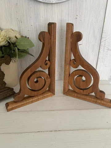Vintage Wooden Corbels Shelf Brackets Vintage Farmhouse Decor Set Cover