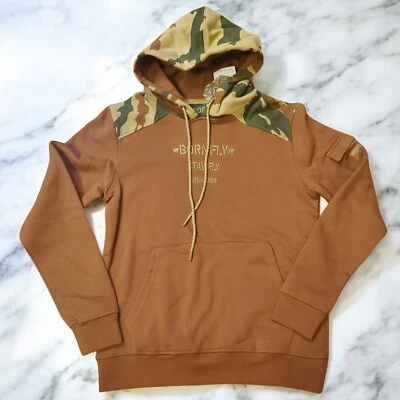 Born Fly Hoddie Men's Size Small Brown Camo Pocket On Sleeve Streetwear NWT - Image 1 of 4