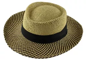 Sombrero de jugador de paja Nayt con banda negra (natural) - Imagen 1 de 1