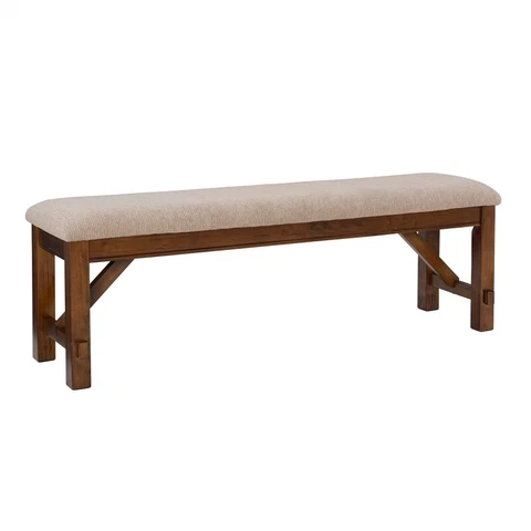 Pemberly Row Transitional Wood Dining Bench in Dark Hazelnut Brown Cover