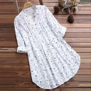 Linen Cotton Ladies Casual Women T-shirt Dress Baggy Tunic Tops Blouse Plus Size - Picture 1 of 27