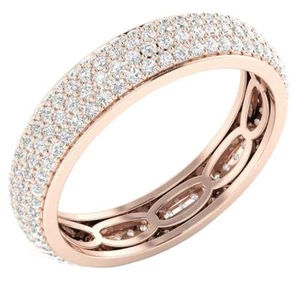 Eternity Ring Natural Round Cut Diamond SI1 G 1.50 Ct 14K Rose Gold Appraisal - Picture 1 of 8