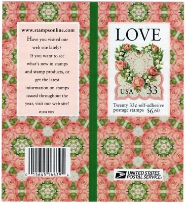 Scott #3274a Victorian Love Flower Wreath Booklet of 20 Stamps - MNH P#V2222 - Image 1 of 2