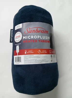 Sunbeam Electric Throw Microplush 4 Heat Settings 4-Hour Auto Shut-Off 50x60 blu - Image 1 of 3