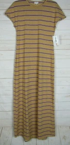 Lularoe Women's Maria Dress Yellow & Gray Striped Size XS NWT - Picture 1 of 3
