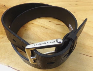 Fossil Black Genuine Leather Casual Belt 1 3/8" Wide Size 38/40 Silver Buckle - Picture 1 of 15
