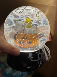 RARE Peanuts Snoopy Woodstock Swirling Lighted Motion Halloween Snow Globe WORKS - Picture 1 of 12