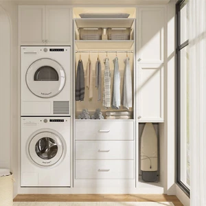 2FT Closet System with 2 Wood Drawers & Hanging Rod,Small Wardrobe Clothes Rack - Picture 1 of 12