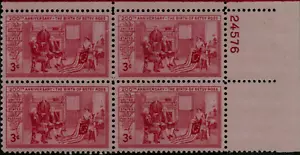Scott 1004 MNH PLATE BLOCK of 4 Flag Betsy Ross stock photo - Picture 1 of 1