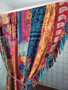 Cortina Kantha India Retazos Cortina Decoración Ventana Multi Algodón Kantha Cortinas - Imagen 1 de 7