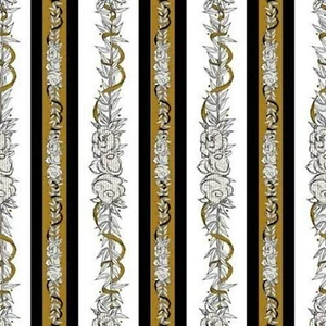 Queen Bee Vine Stripe White 100% Cotton Fabric by The Yard - Picture 1 of 1