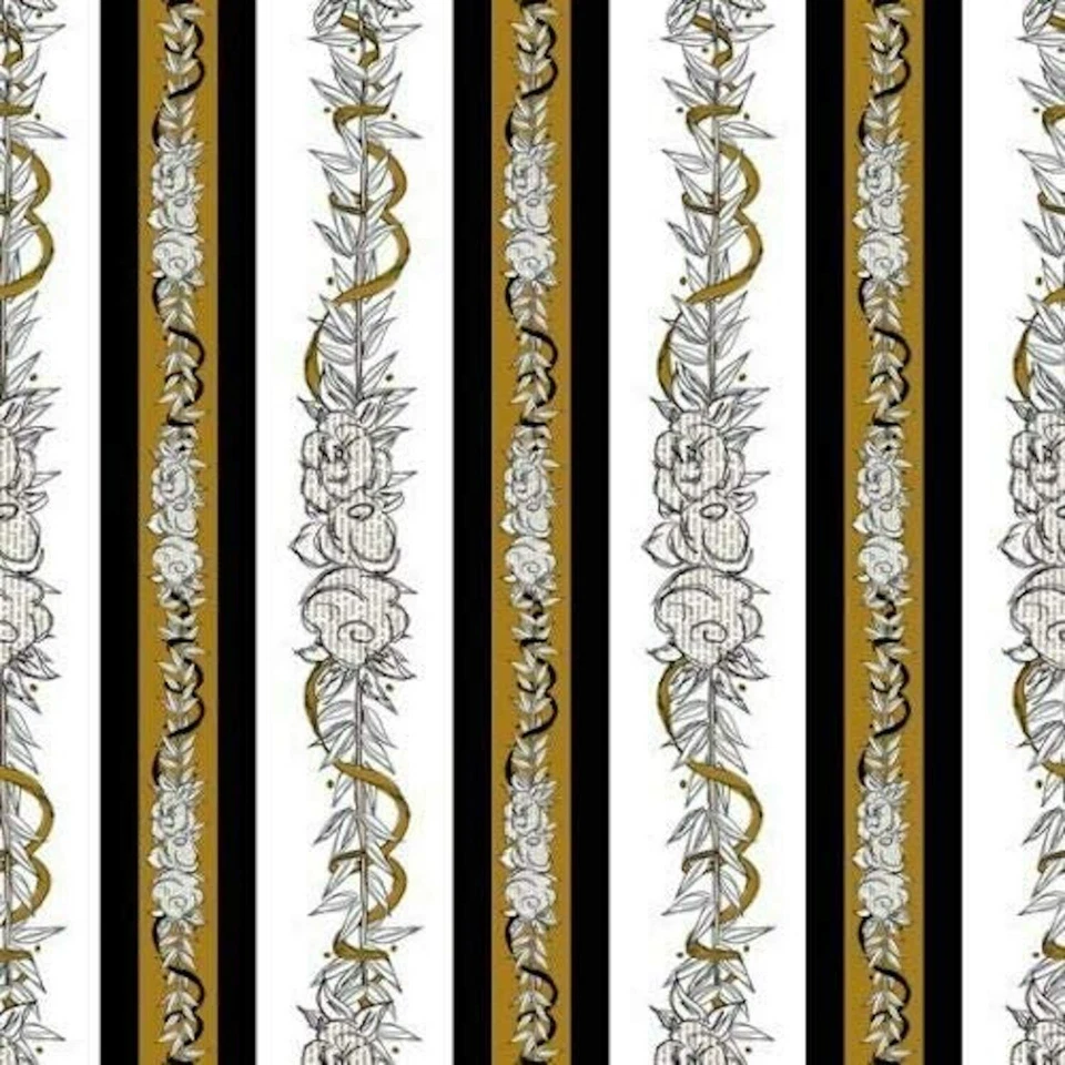 Queen Bee Vine Stripe White 100% Cotton Fabric by The Yard - Image 1 of 1