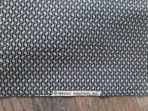 1 Yard VTG Fabric 44" X 36" Springs Industries Cotton Quilting Black & Beige - Picture 1 of 5