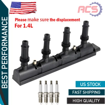 Ignition Coil +4 Spark Plug for Chevrolet Cruze Sonic Cadillac ELR 1.4L UF669 - Image 1 of 4