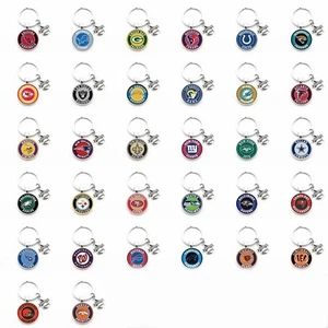 Nfl Team Logo Glass Football keychain keyring House Car-Choose your team - Picture 1 of 56