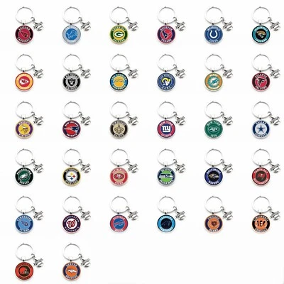 Nfl Team Logo Glass Football keychain keyring House Car-Choose your team - Image 1 of 4